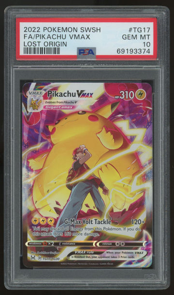 2022 Pokemon Pikachu VMAX Lost Origin Full Art #TG17 PSA 10