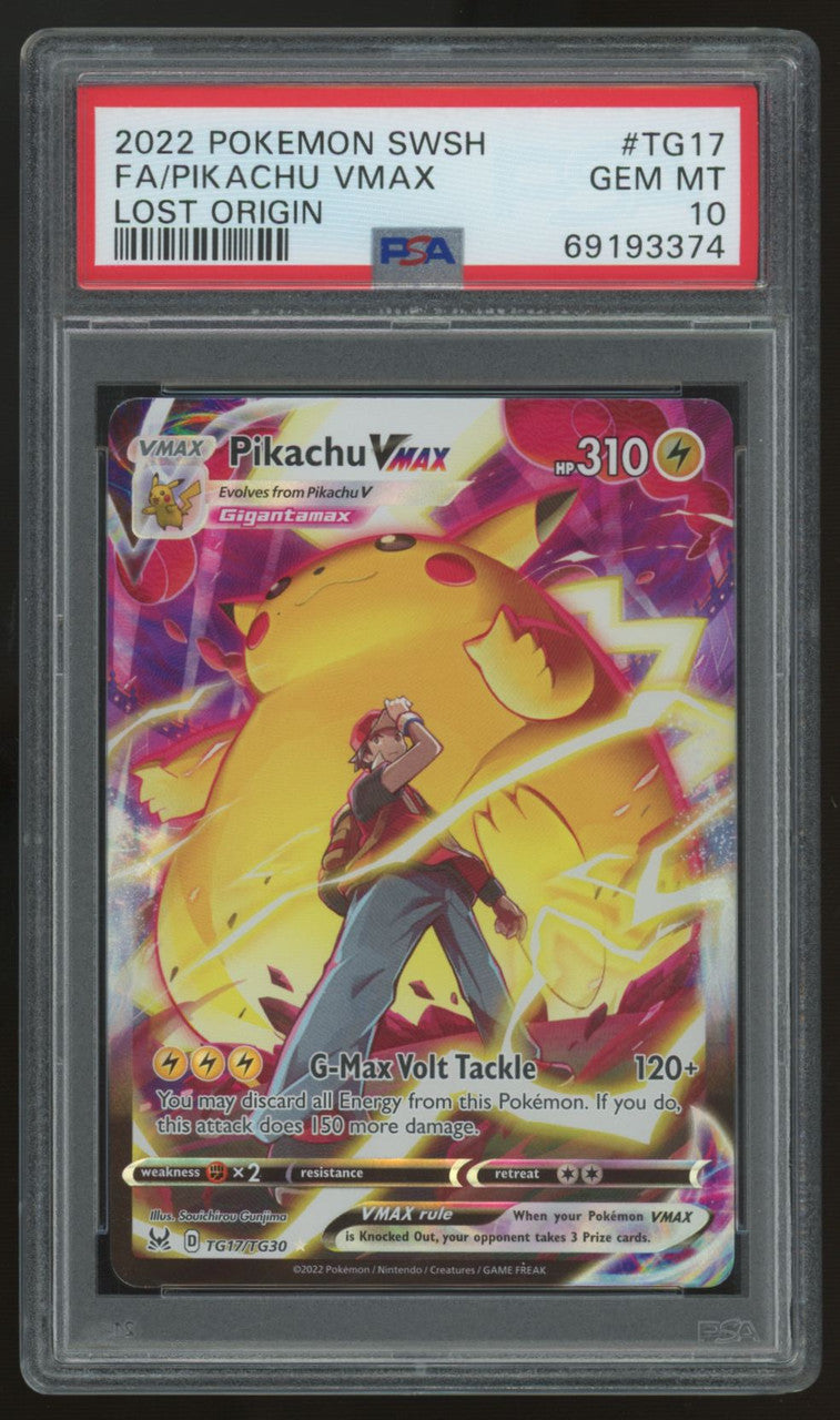 2022 Pokemon Pikachu VMAX Lost Origin Full Art #TG17 PSA 10