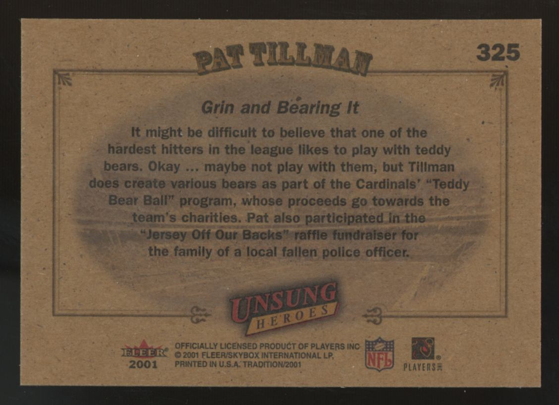 2001 Fleer Tradition Pat Tillman RC Unsung Heroes #325 NM/MT (A)