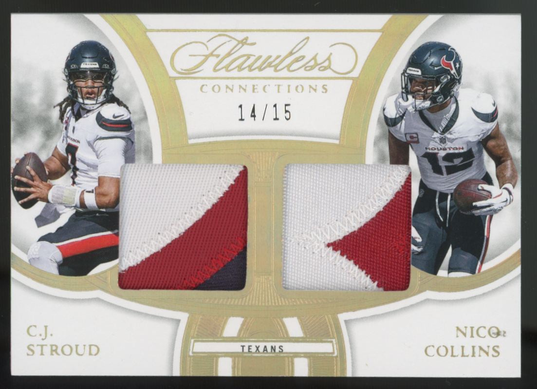 2025 Panini Flawless CJ Stroud/Nico Collins Dual Connections Patch /15 #FC-HOU