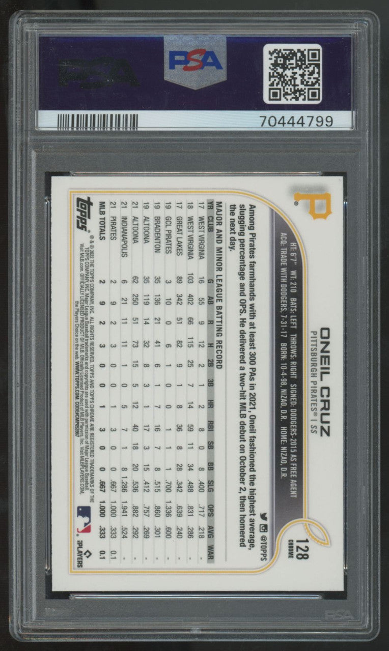 2022 Topps Chrome Oneil Cruz RC #128 PSA 10