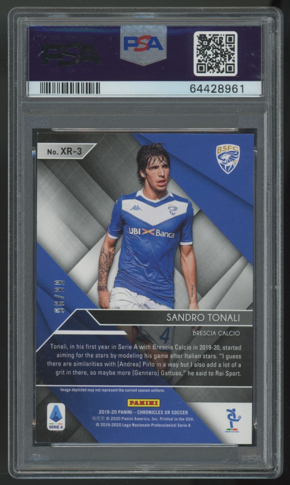 2019-20 Panini Chronicles XR Sandro Tonali RC Red /99 #XR-3 PSA 8