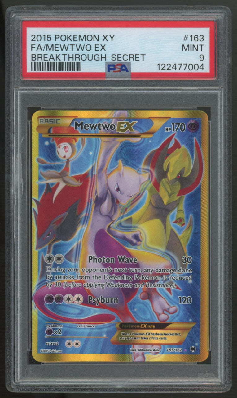 2015 Pokemon Mewtwo EX Breakthrough Full Art Secret #163 PSA 9