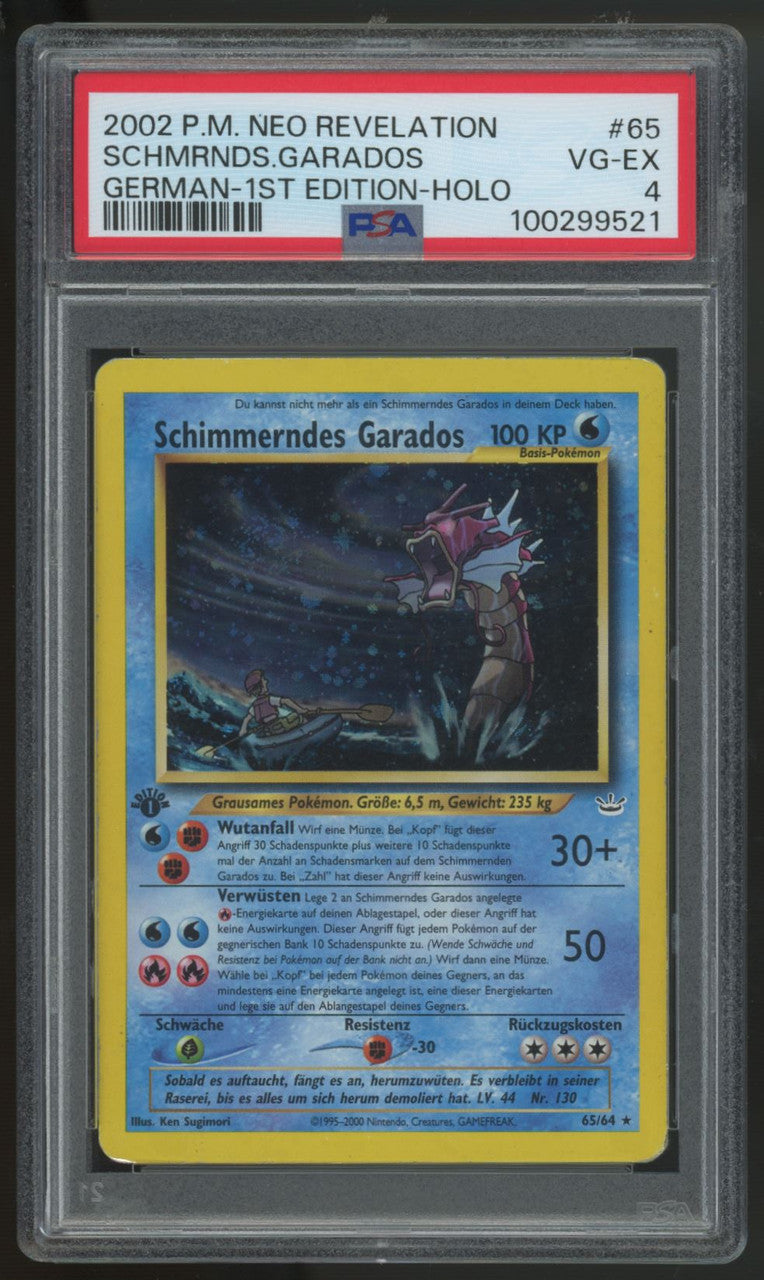 2002 Pokemon Shining Gyarados German 1st Edition Neo Revelations Holo #65 PSA 4