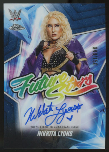 2025 Topps Chrome WWE Nikkita Lyons Future Star Blue Refractor Auto /150 #FSA-NL