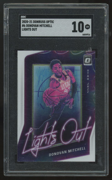 2020-21 Panini Donruss Optic Donovan Mitchell Lights Out #6 SGC 10
