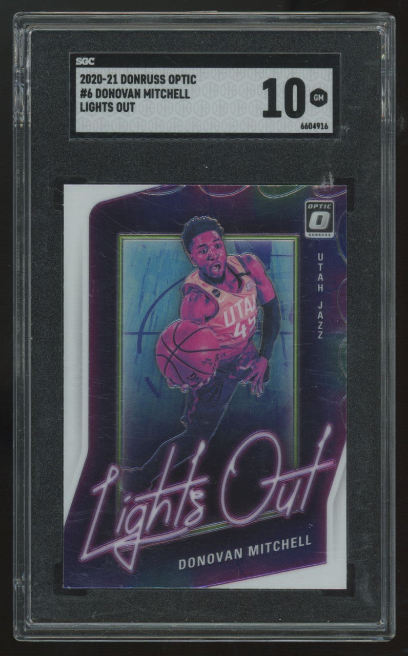 2020-21 Panini Donruss Optic Donovan Mitchell Lights Out #6 SGC 10