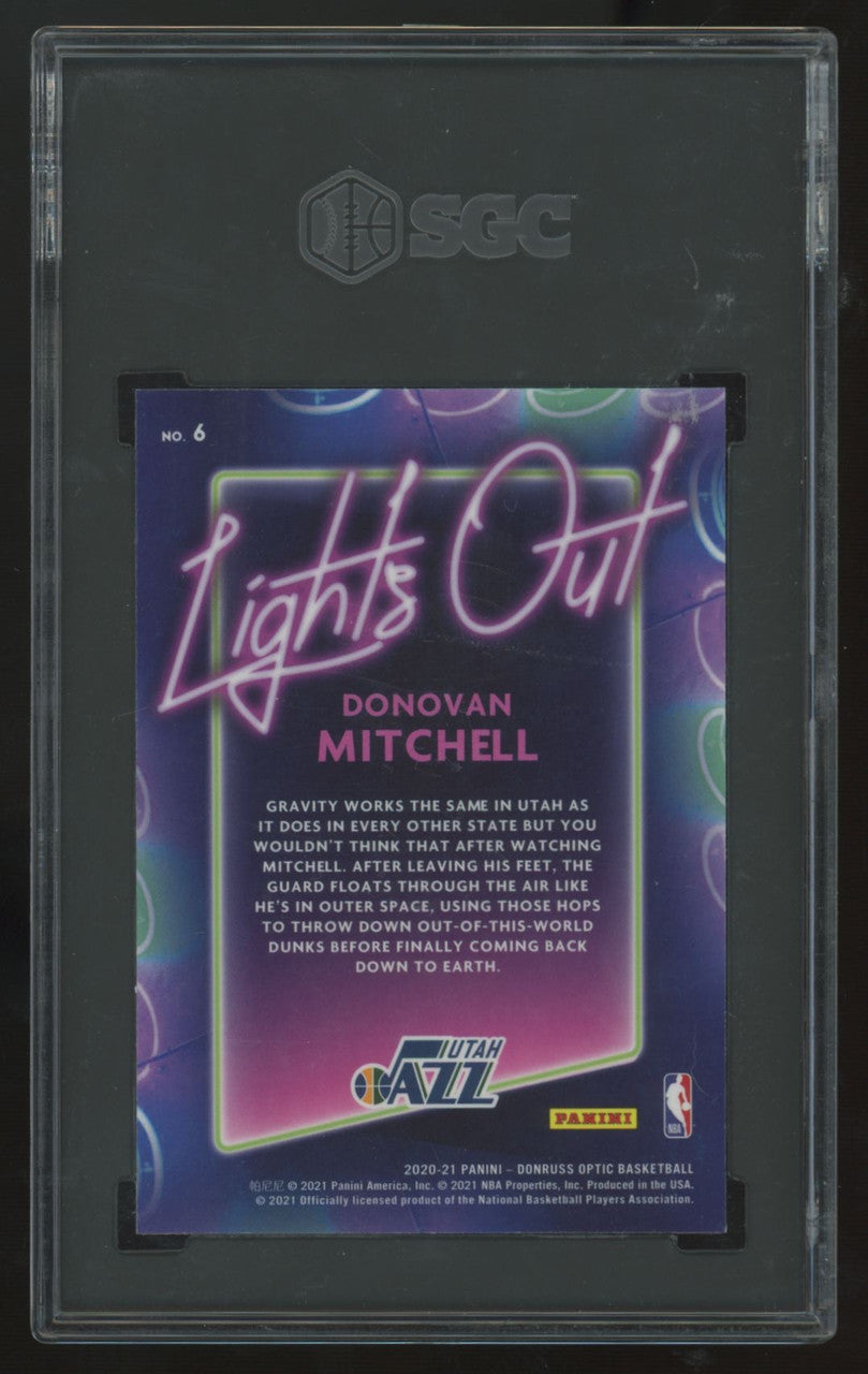 2020-21 Panini Donruss Optic Donovan Mitchell Lights Out #6 SGC 10