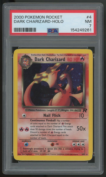 2000 Pokemon Dark Charizard Team Rocket Holo #4 PSA 7
