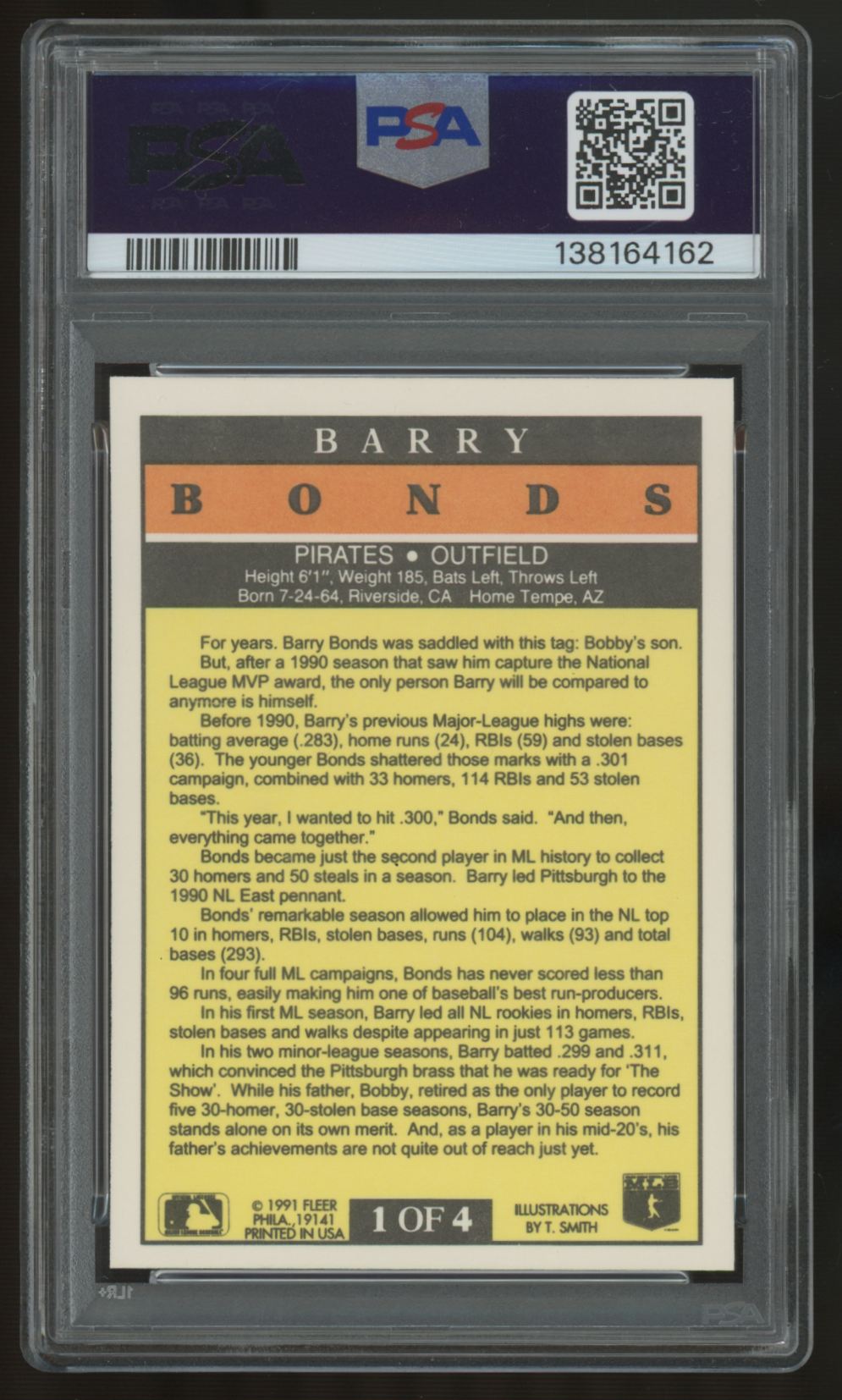 1991 Fleer Pro-Visions Barry Bonds Factory Set #1 PSA 8