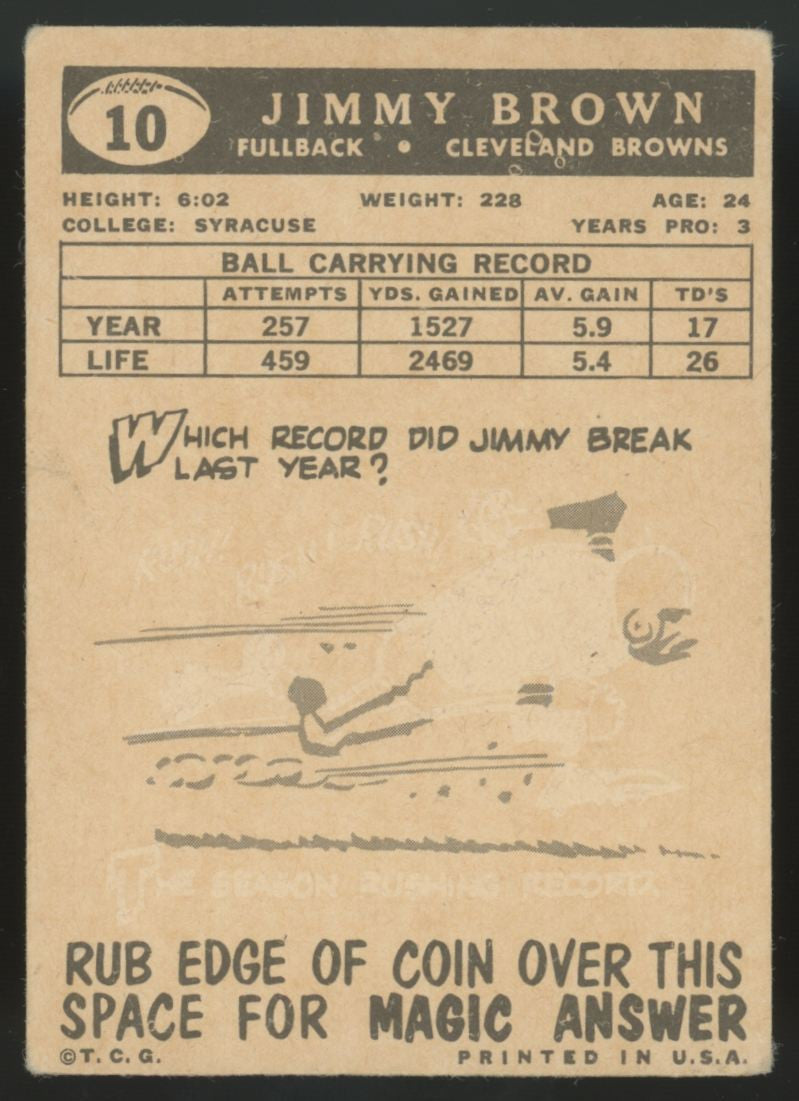 1959 Topps Jimmy Brown #10 VG/EX
