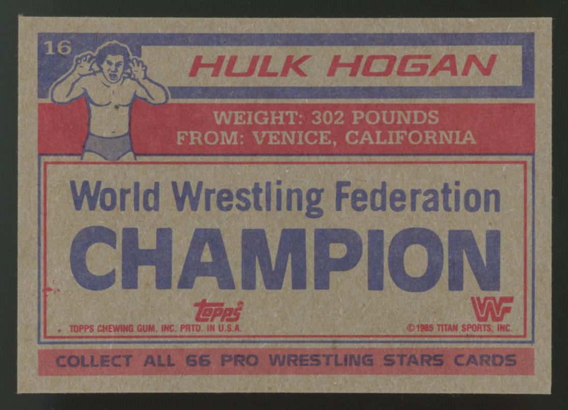 1985 Topps WWF Wrestling Complete Set (66) 2 Hogan RCs NM Overall "B"