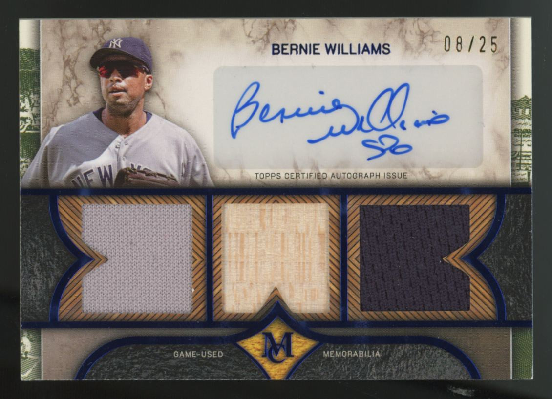 2025 Topps Museum Bernie Williams Sapphire Triple Patch Auto /25 #SPTRA-BW