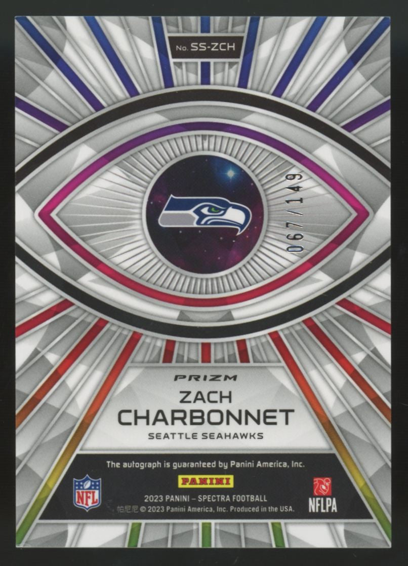 2023 Panini Spectra Zach Charbonnet RC Spectral Auto /149 #SS-ZCH