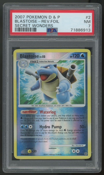 2007 Pokemon Blastoise Secret Wonders Reverse Holo #2 PSA 7