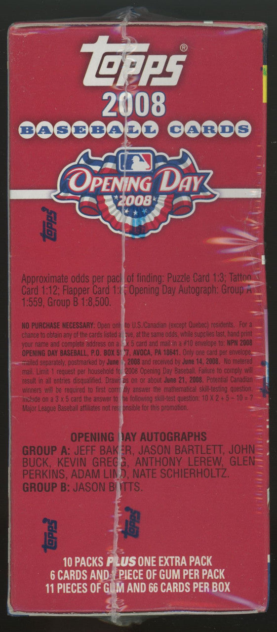 2008 Topps Baseball Opening Day Blaster Bonus Box Factory Sealed