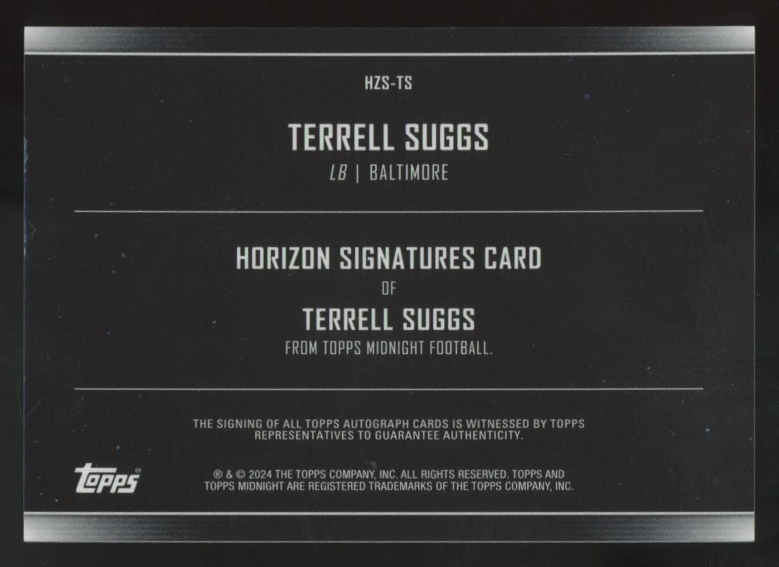 2024 Topps Midnight Terrell Suggs Dusk Horizon Auto /75 #HZS-TS