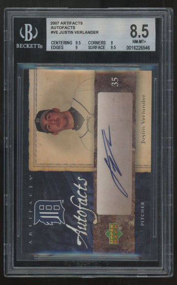2007 Upper Deck Artifacts Justin Verlander Autofacts Auto #AF-VE BGS 8.5