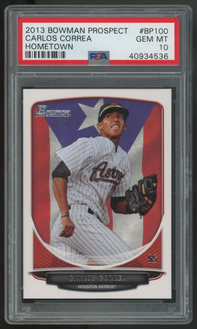 2013 Bowman Prospect Carlos Correa Hometown #BP100 PSA 10