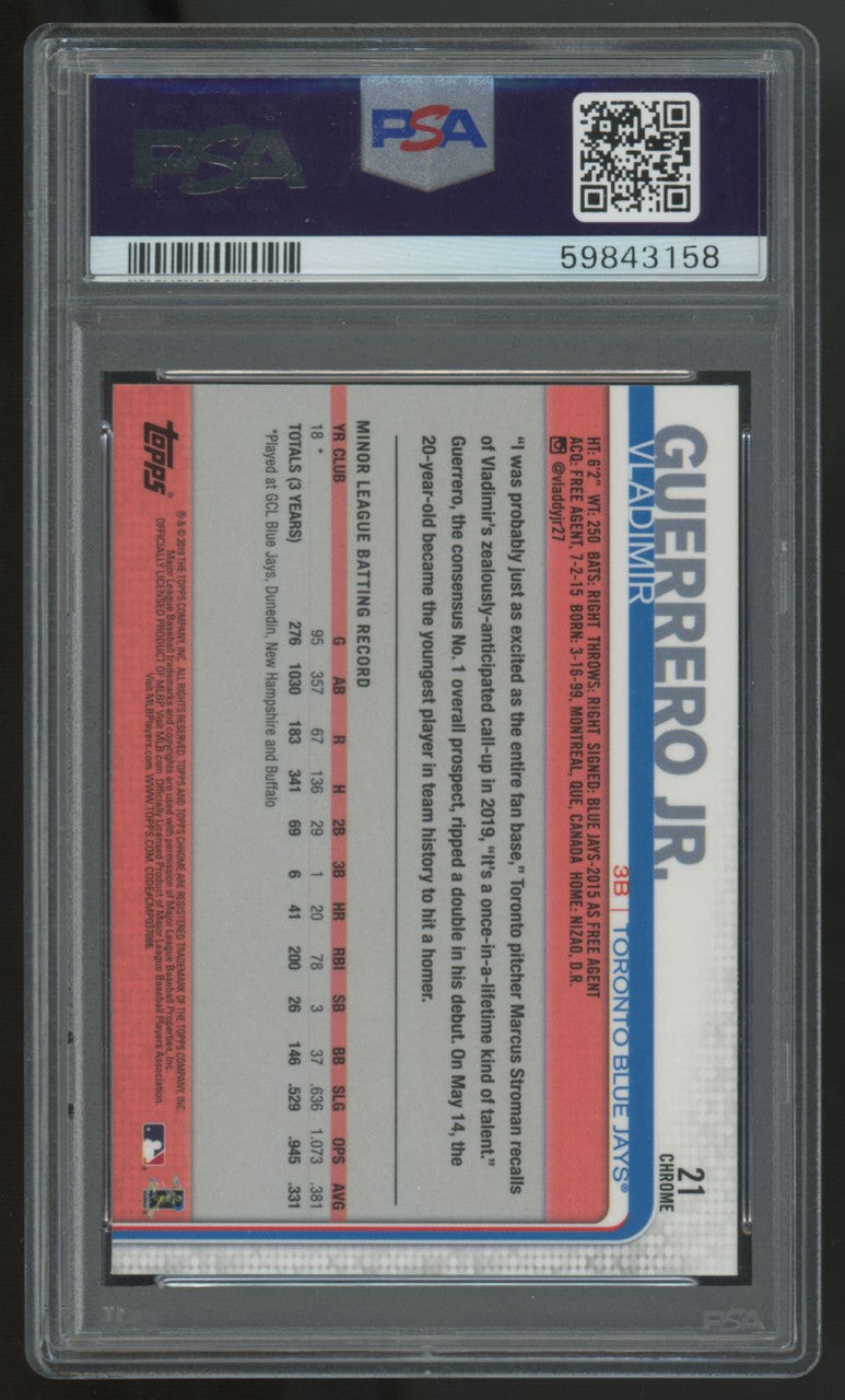 2019 Topps Chrome Update Vladimir Guerrero Jr. RC #21 PSA 9