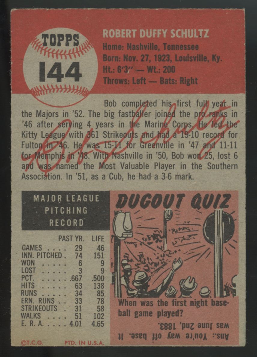 1953 Topps Bob Schultz #144 VG
