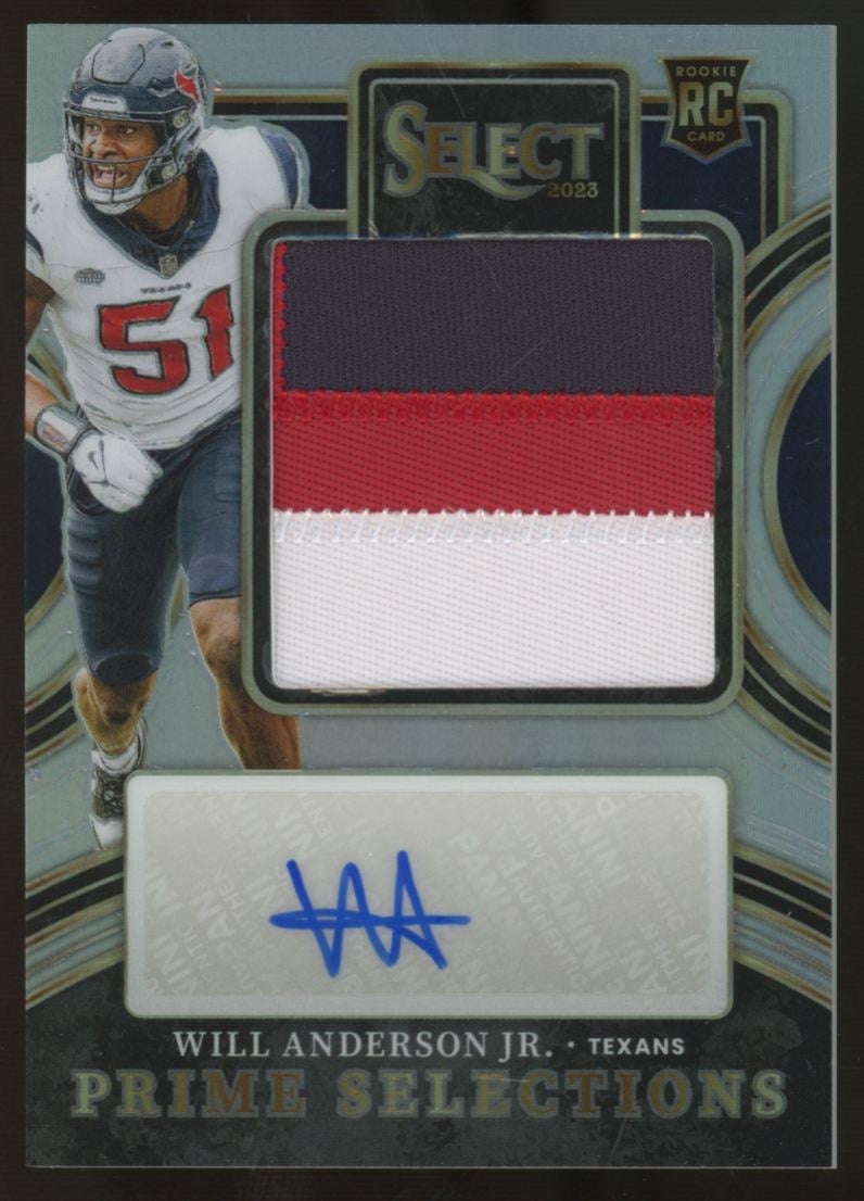 2023 Select Will Anderson Jr. RC Prime Selections Patch Auto RPA /99 #PS-WAN