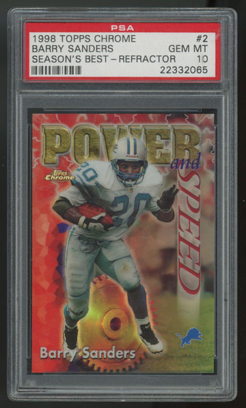 1998 Topps Chrome Barry Sanders Season's Best Refractor #2 PSA 10