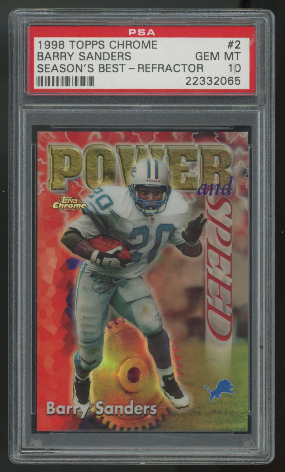 1998 Topps Chrome Barry Sanders Season's Best Refractor #2 PSA 10