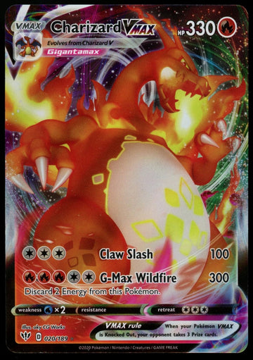 Pokemon Charizard VMAX Darkness Ablaze Full Art Holo #20/189