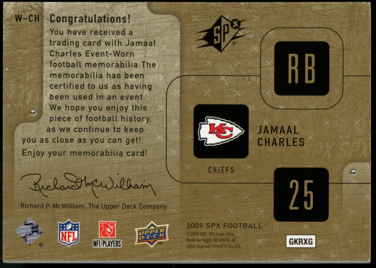 2009 SPX Jamaal Charles Winning Materials Patch /99 #W-CH