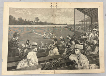 August 31 1889 Harper's Weekly Woodcut A Collegiate Game of Baseball