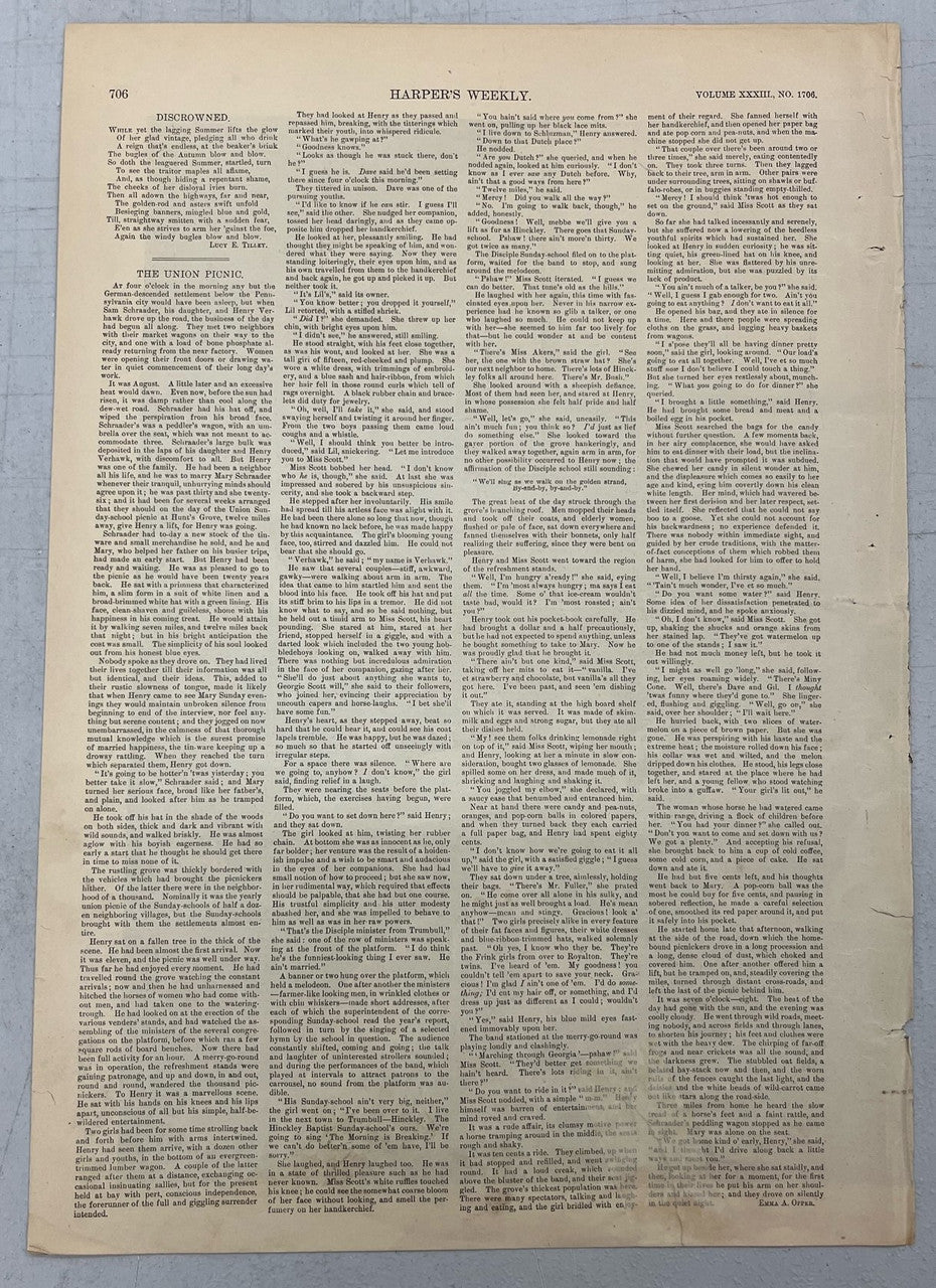 August 31 1889 Harper's Weekly Woodcut A Collegiate Game of Baseball