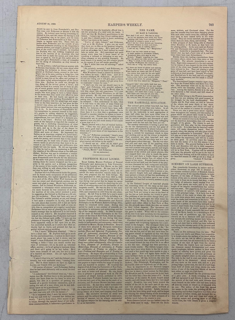 August 31 1889 Harper's Weekly Woodcut A Collegiate Game of Baseball