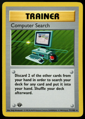 Pokemon Computer Search 1st Edition Base Set Shadowless #71/102  LP
