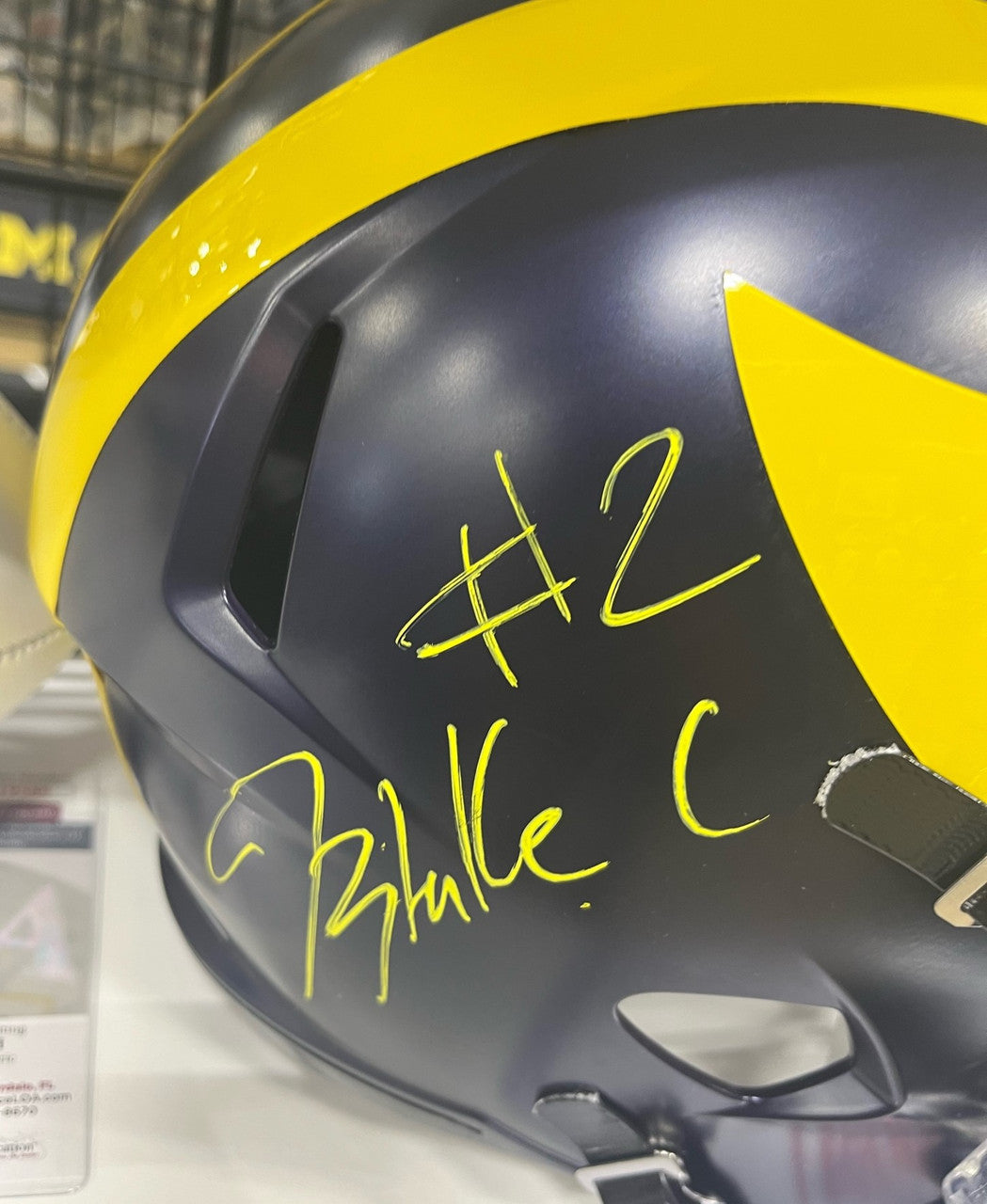 Blake Corum Signed  Autographed Helmet Full Size Replica JSA