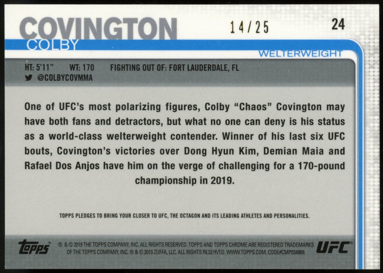 2019 Topps Chrome UFC Colby Covington Orange Refractor /25 #24