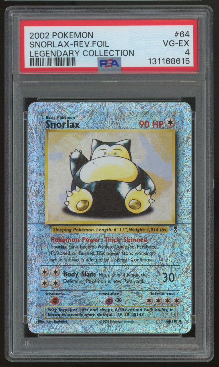 2002 Pokemon Snorlax Legendary Collection Reverse Foil #64 PSA 4
