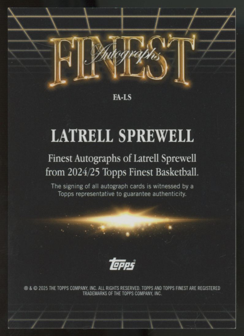 2024-25 Topps Finest Latrell Sprewell Finest Auto Green Geometric /99 #FA-LS