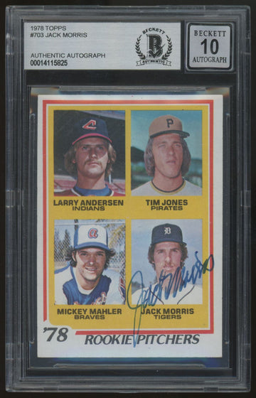 1978 Topps Jack Morris RC Signed Auto BGS Authentic 10 *825