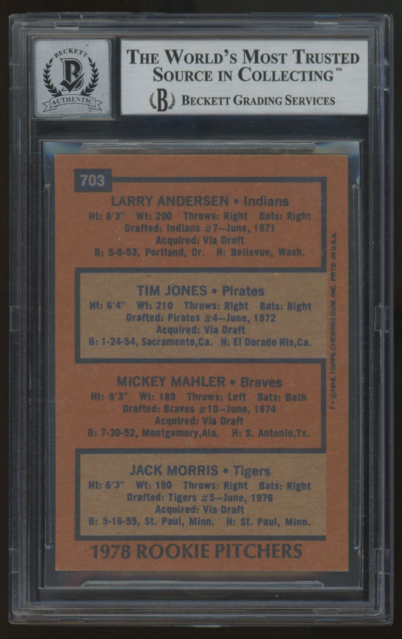 1978 Topps Jack Morris RC Signed Auto BGS Authentic 10 *825