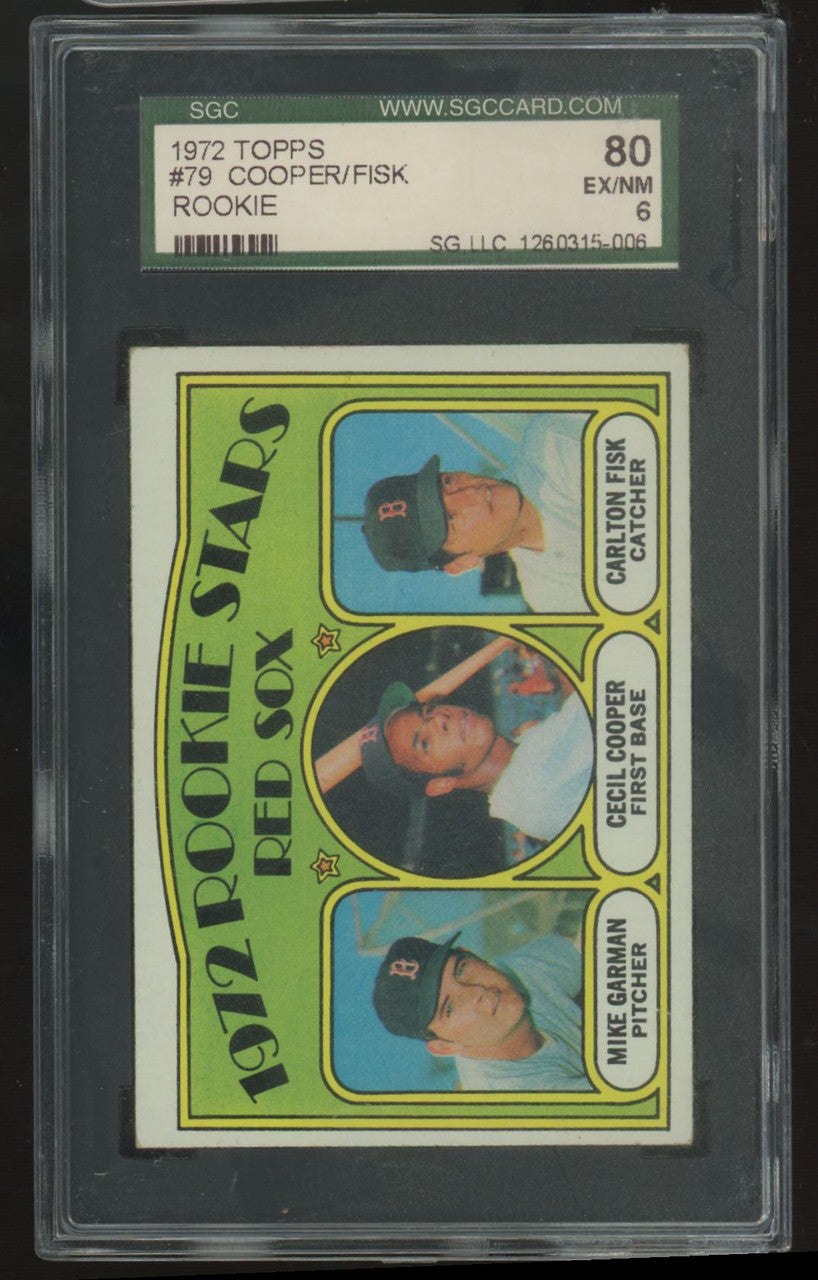 1972 Topps Cecil Cooper/Carlton Fisk RC Rookie Stars #79 SGC 6