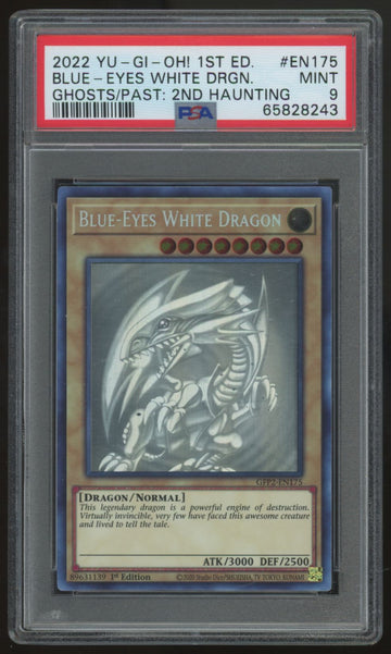 2022 Yugioh Blue-Eyes White Dragon 2nd Haunting Ghost Rare #EN175 PSA 9