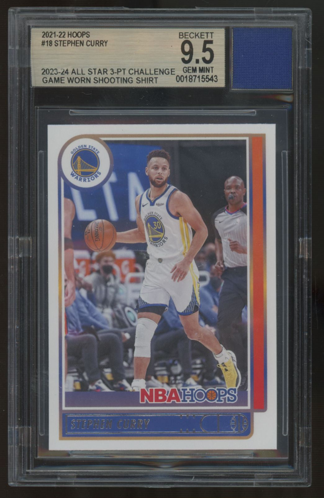 2021-22 Hoops Stephen Curry AS Worn Shirt Patch BGS 9.5 Jersey Fusion Authentic