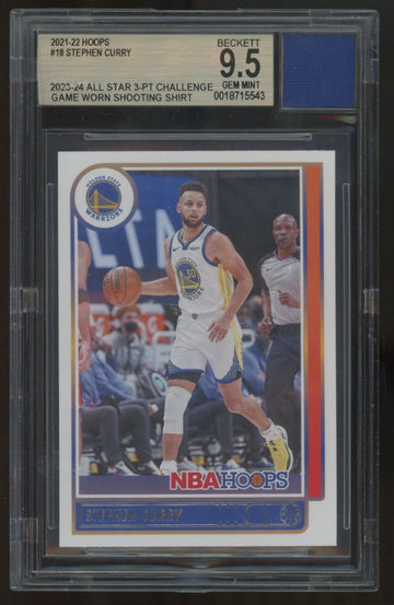 2021-22 Hoops Stephen Curry AS Worn Shirt Patch BGS 9.5 Jersey Fusion Authentic