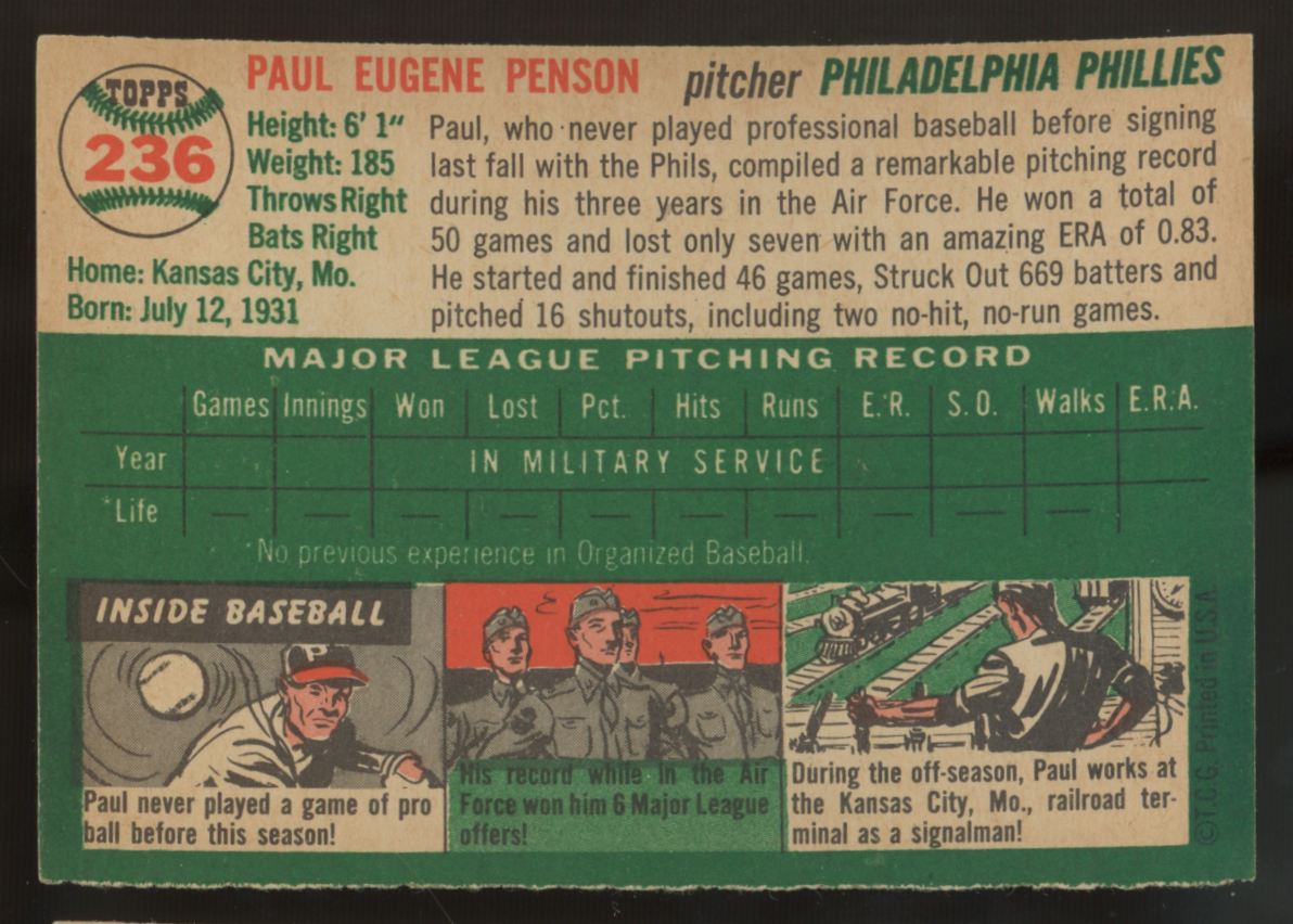 1954 Topps Paul Penson #236 EX-MT