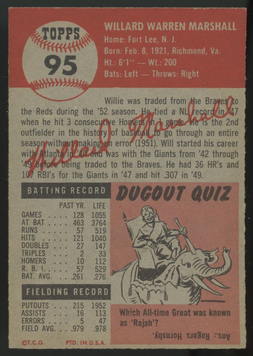 1953 Topps Willard Marshall #95 EX/MT