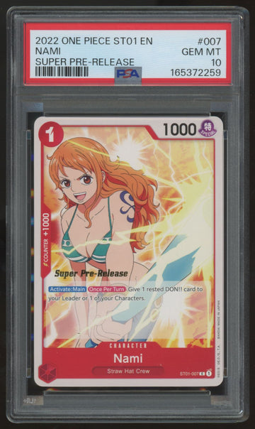 2022 One Piece Nami Super Pre-Release #7 PSA 10 (D)