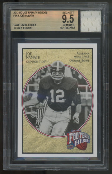 2013 UD Joe Namath Heroes Game Used Patch #JN-13 BGS 9.5 Jersey Fusion Authentic