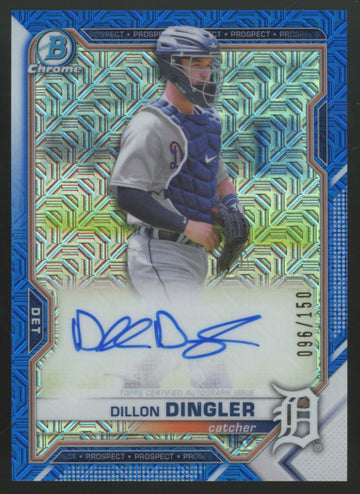 2021 Bowman Chrome Mega Dillon Dingler Blue Refractor Auto /150 #BMA-DD