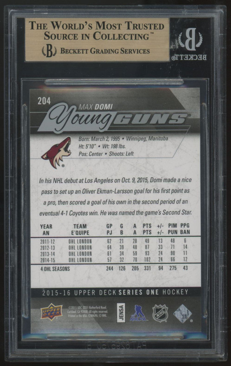 2015-16 Upper Deck Series One Max Domi RC Young Guns #204 BGS 9.5